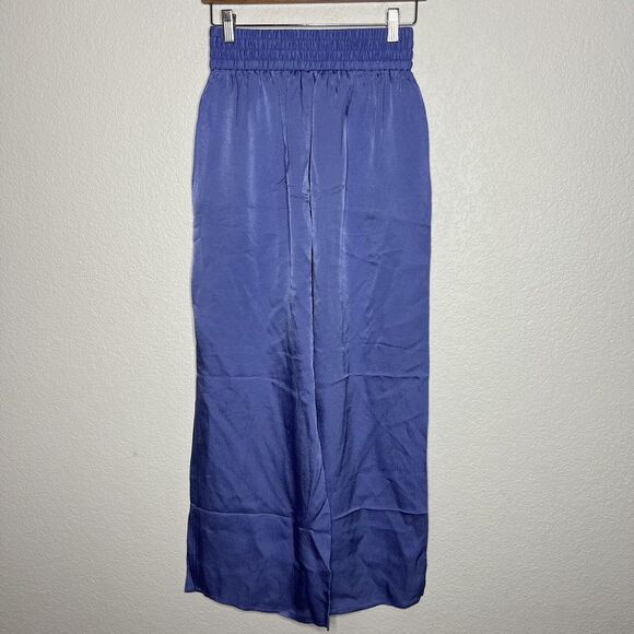 EVERLANE XS The Satin Pull-On Pant Wide Leg Lavender Purple Smocked Travel aa14 - Picture 6 of 10